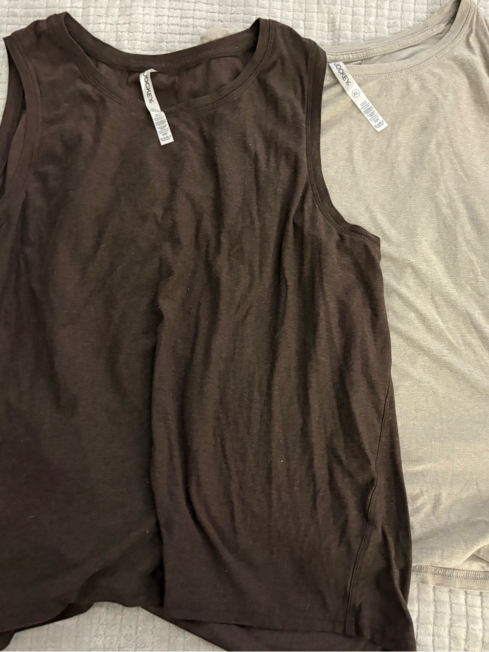 Jockey Women's Brown and Light Gray Tank Tops